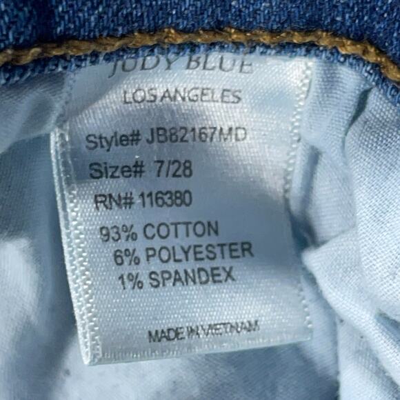 Judy Blue Skinny Fit Jeans Women 7/28 Distressed Patched Ripped USA Flag Denim - Picture 8 of 11